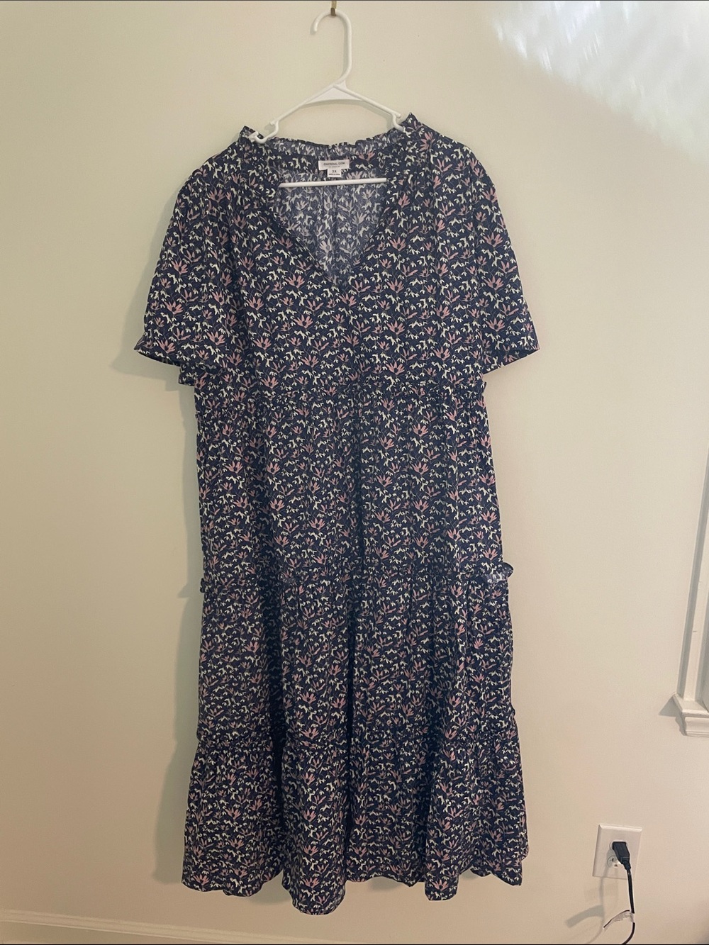 Chic Soul Navy Floral Tiered Maxi Dress